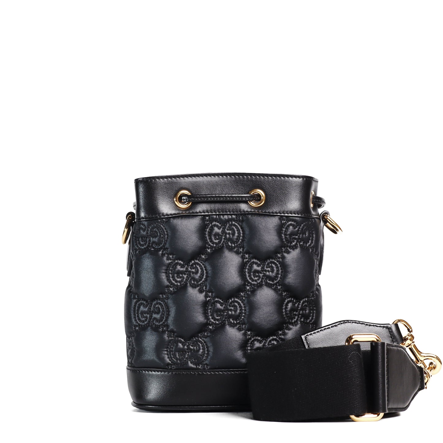 Pre-Owned Gucci Black  Matelassé  Calfskin  Crossbody Bag 61843833