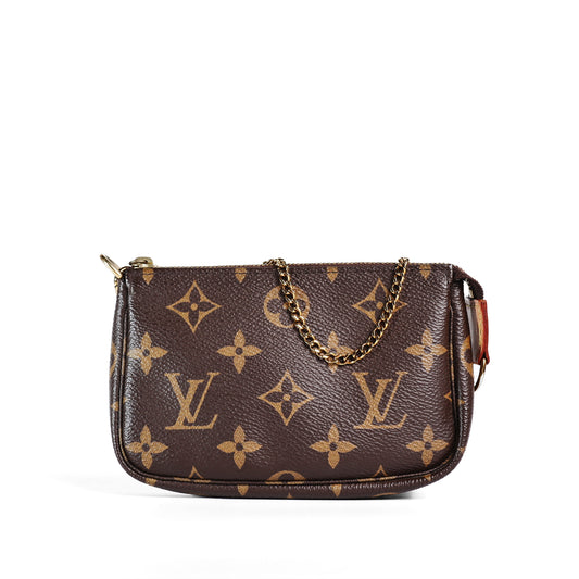 Pre-Owned Louis Vuitton  Pochette Accessoires Brown Coated Canvas Small Leather Goods 63824384