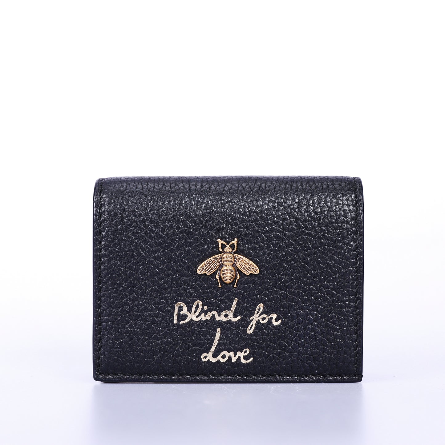 Pre-Owned Gucci Animalier Bee Black Calfskin Leather Small Wallet 64098083