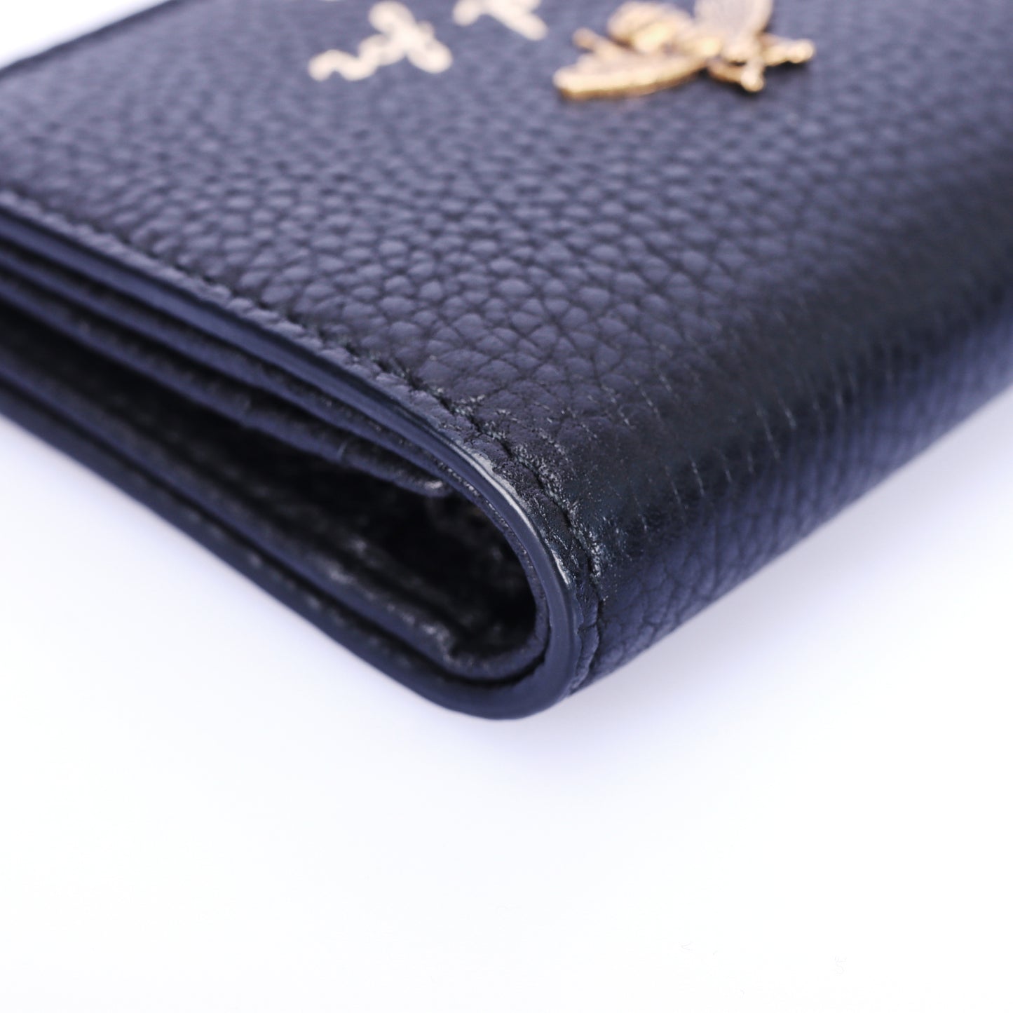 Pre-Owned Gucci Animalier Bee Black Calfskin Leather Small Wallet 64098083