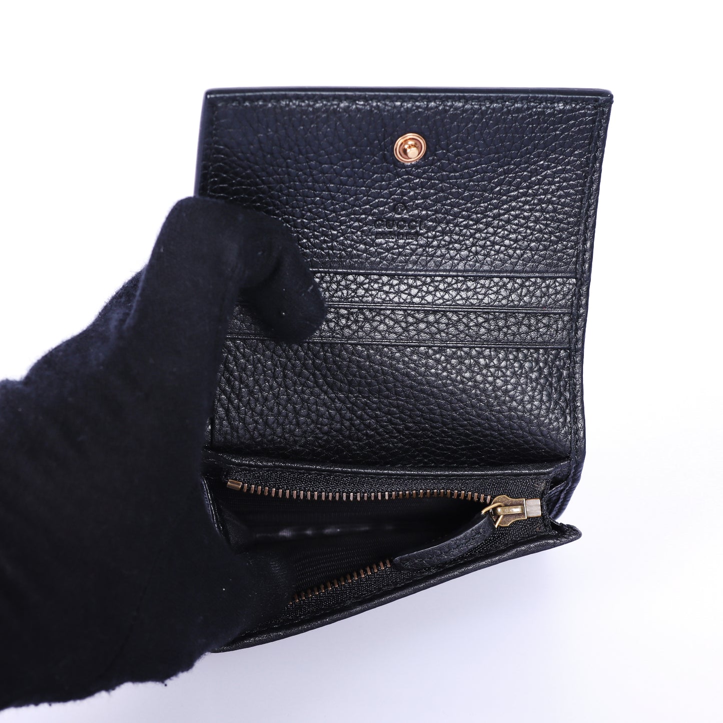Pre-Owned Gucci Animalier Bee Black Calfskin Leather Small Wallet 64098083