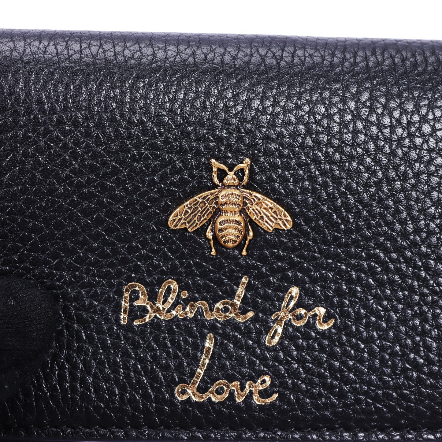Pre-Owned Gucci Animalier Bee Black Calfskin Leather Small Wallet 64098083
