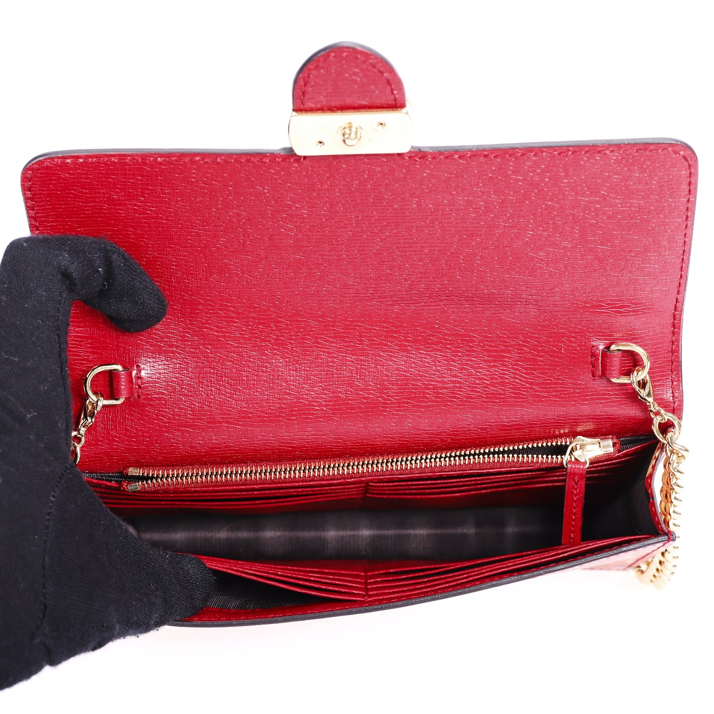 Pre-Owned Gucci Interlocking Red Floral Print Patent Calfskin Crossbody Bag 64888516