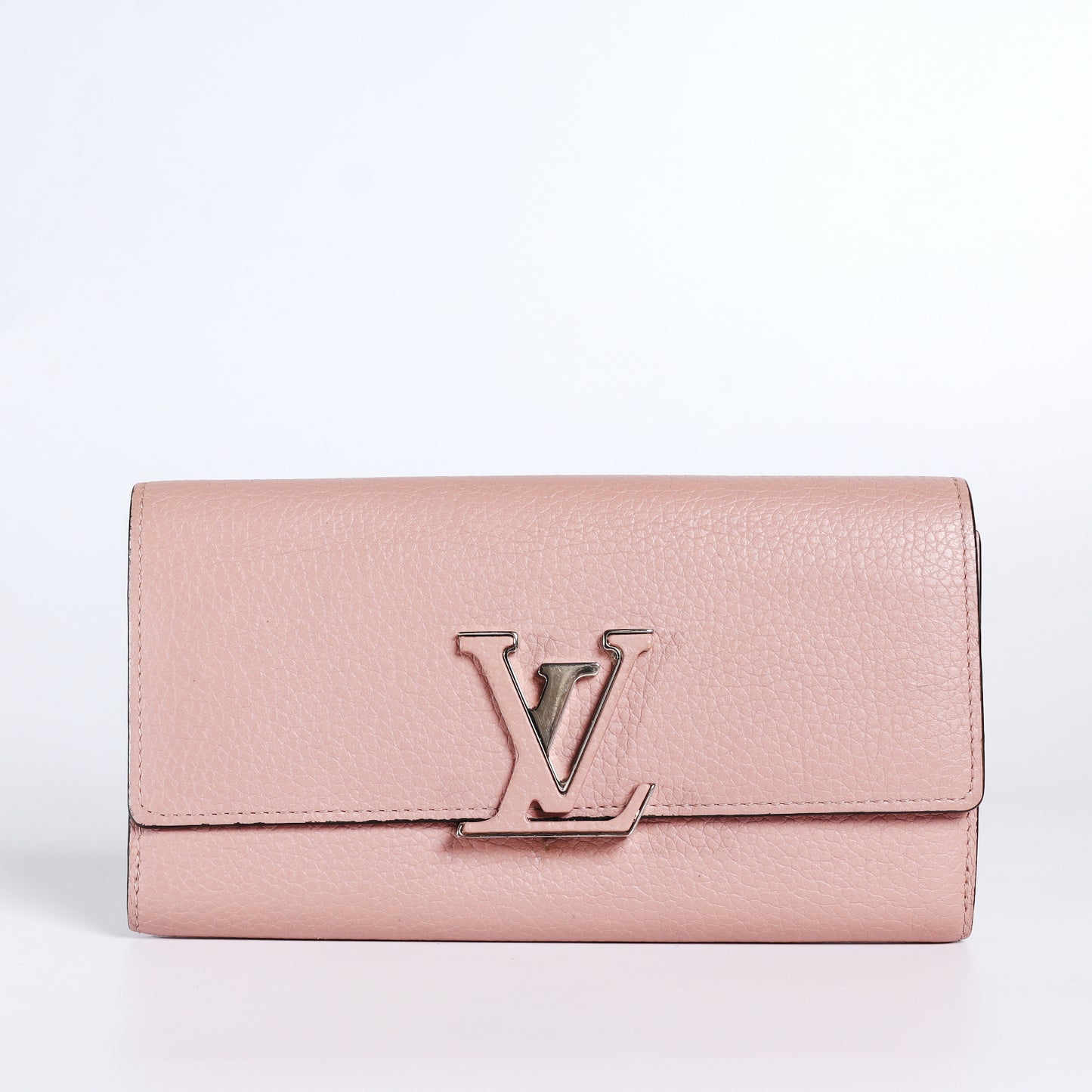 Pre-Owned Louis Vuitton Vavin Pink Leather with Silver-Tone LV Logo Wallet 67830123