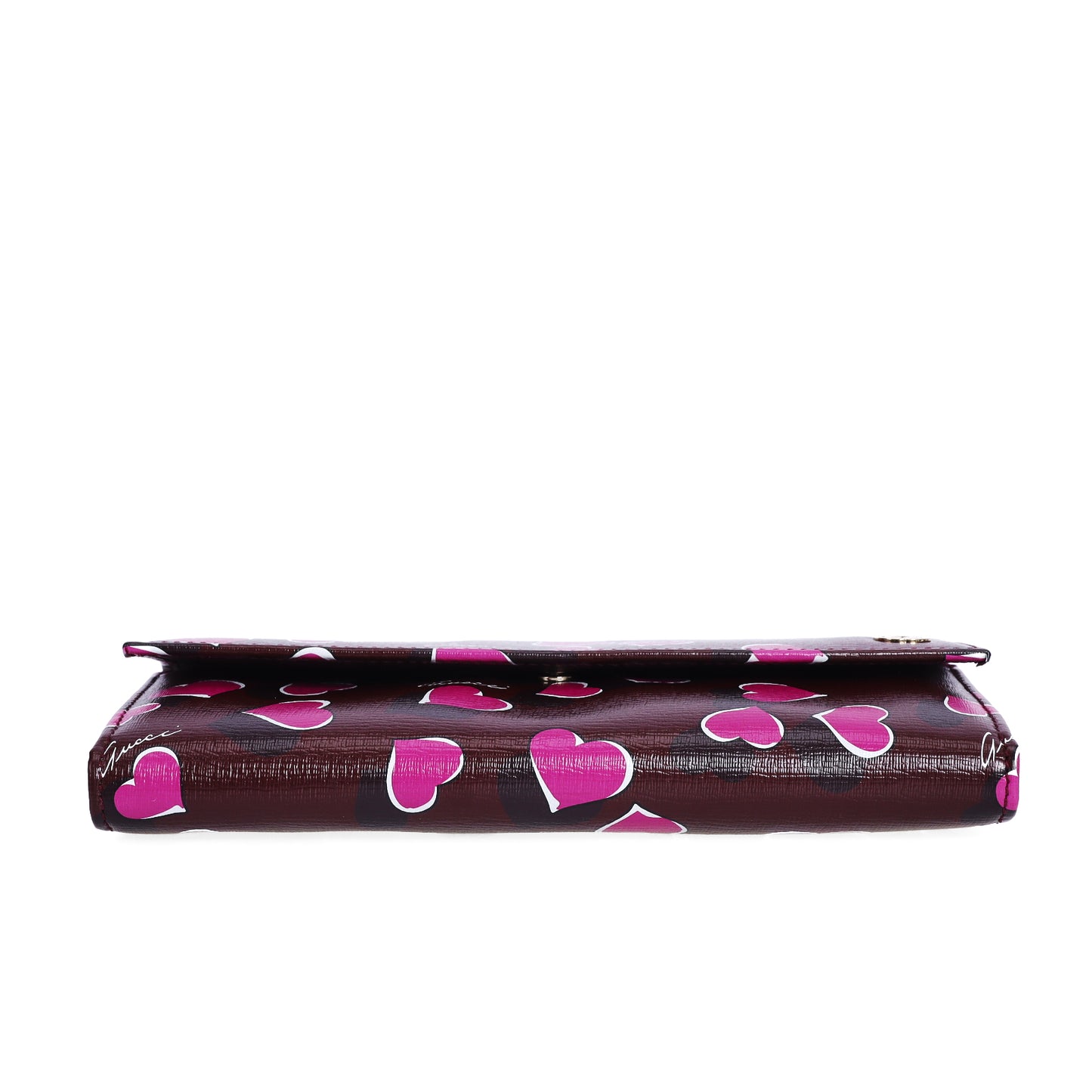 Pre-Owned Gucci Heart Print New Wine Calfskin Long Wallet 68119828