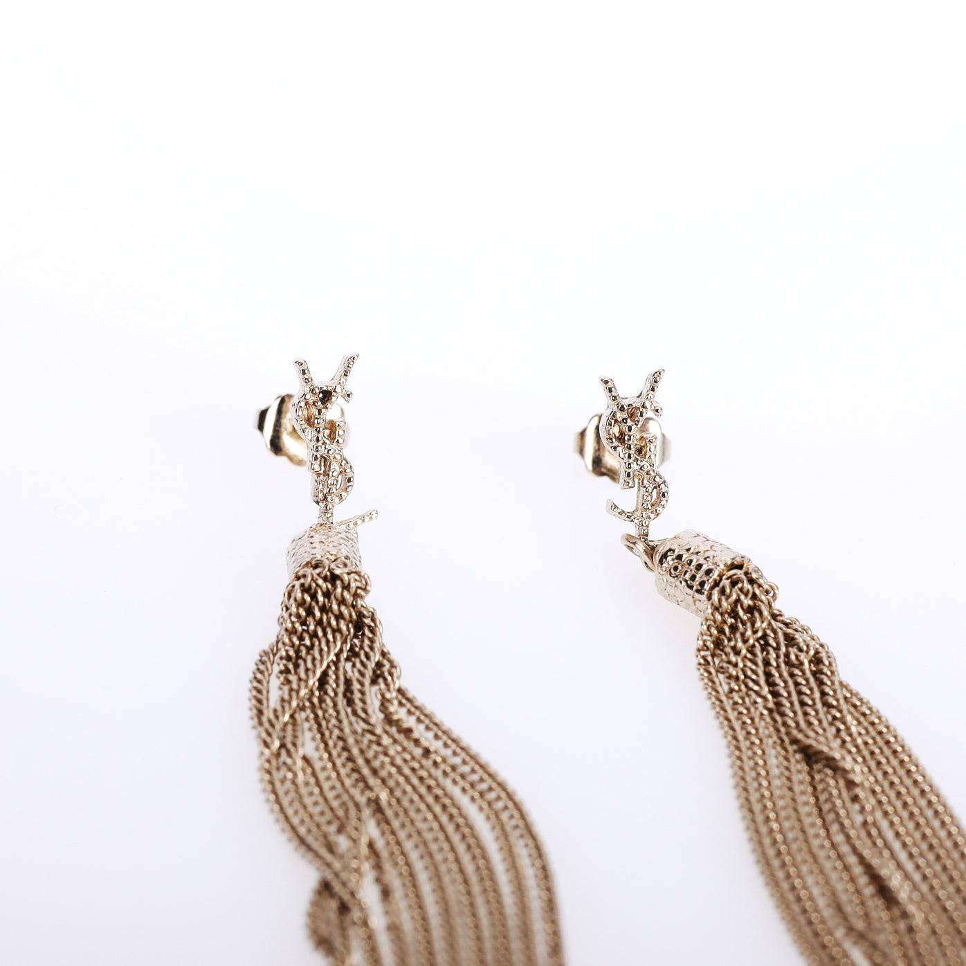 Pre-Owned Saint Laurent Tassel Chain Gold-Tone Drop Earrings 68692401
