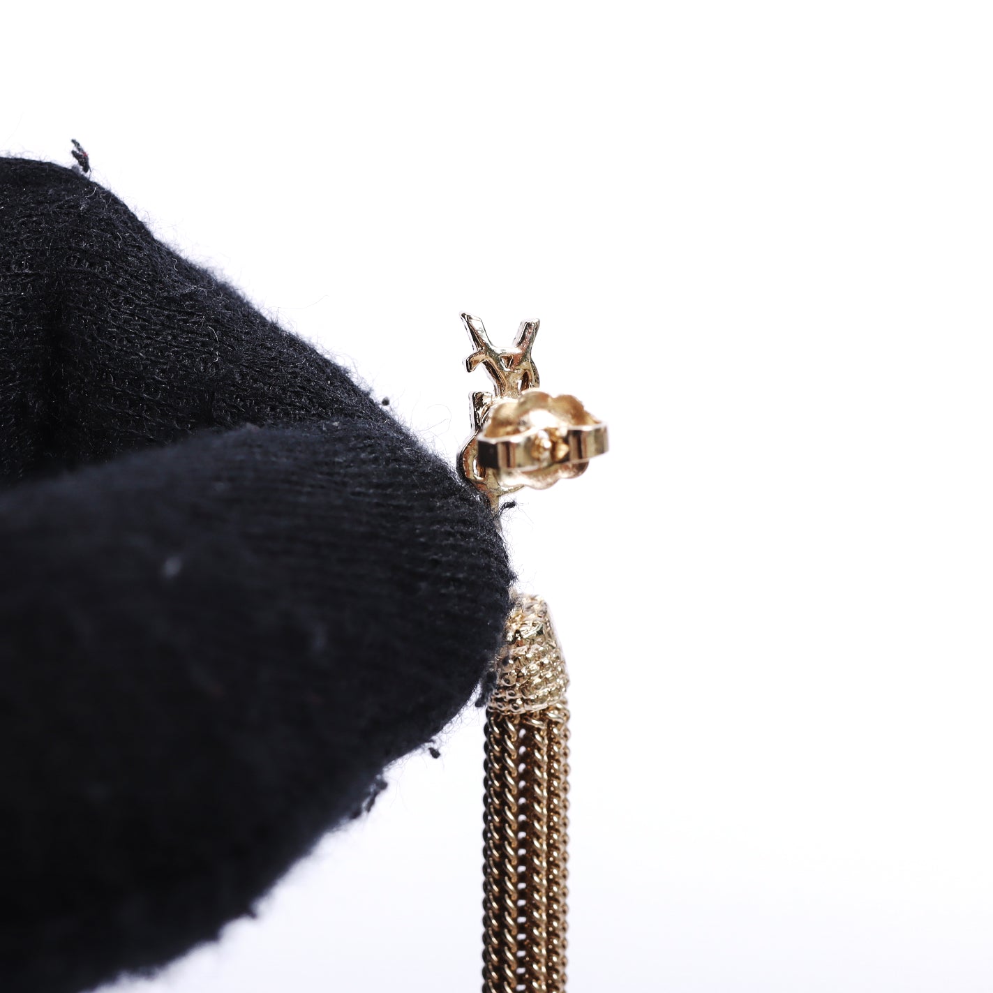 Pre-Owned Saint Laurent Tassel Chain Gold-Tone Drop Earrings 68692401