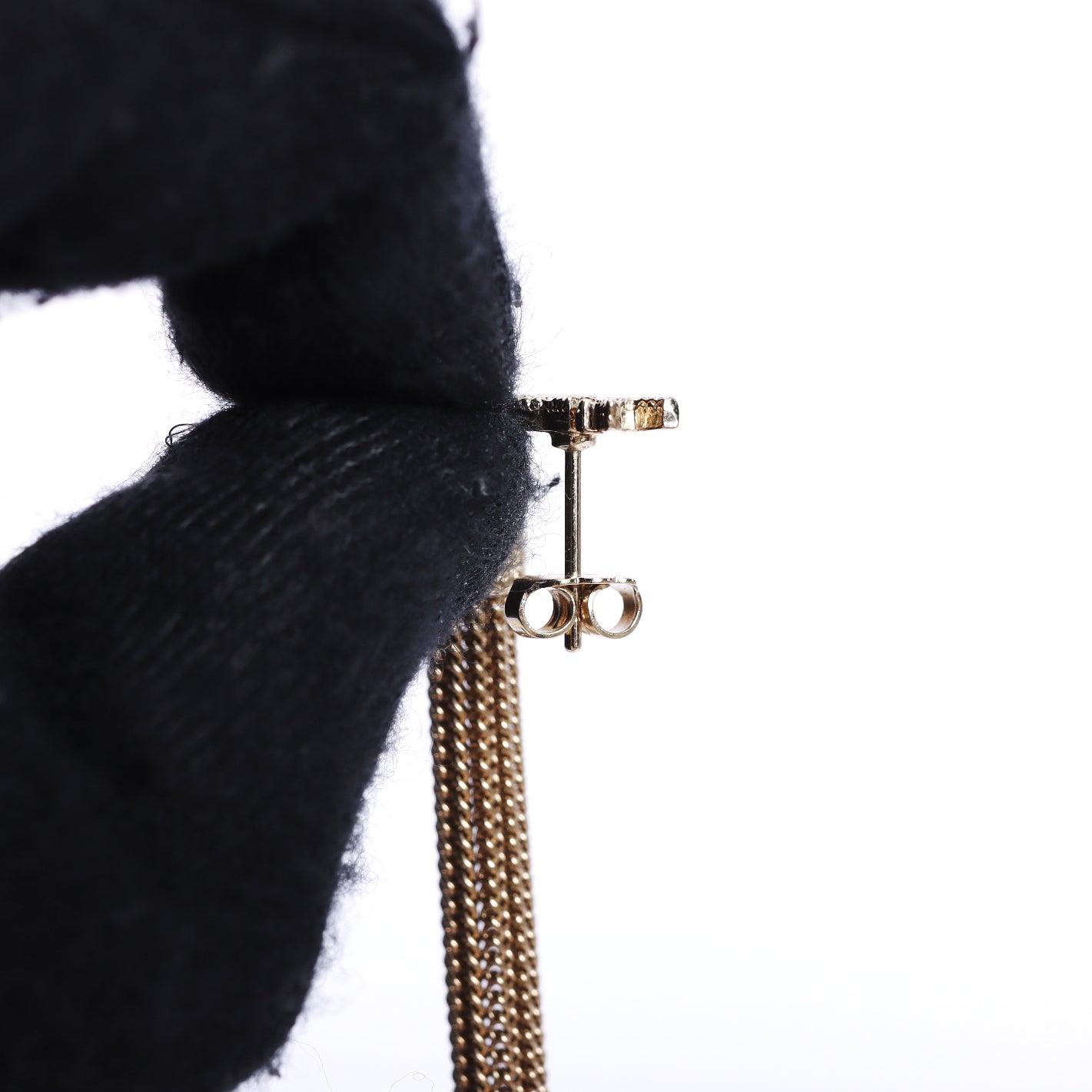 Pre-Owned Saint Laurent Tassel Chain Gold-Tone Drop Earrings 68692401