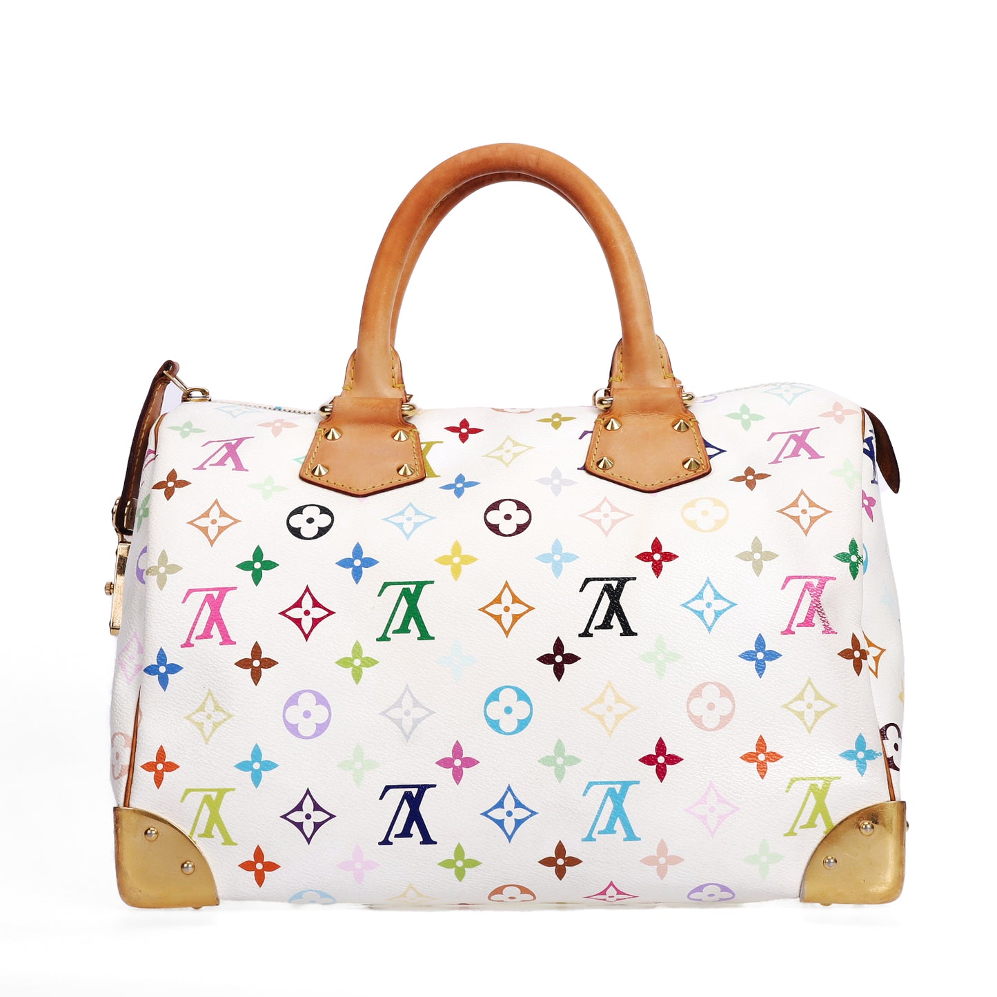 Pre-Owned Louis Vuitton Speedy White Murakami Coated Canvas Top Handle Bag 69158498