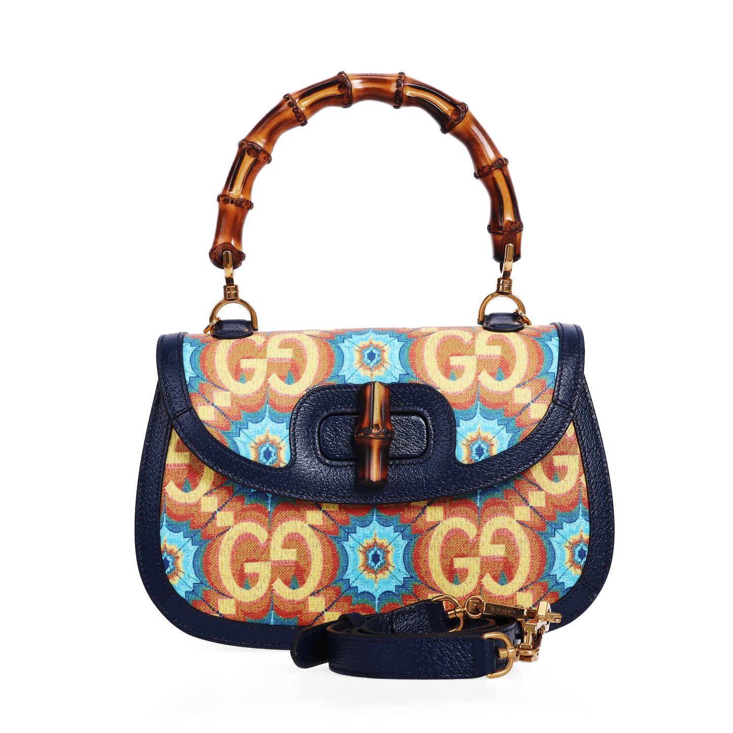 Pre-Owned Gucci Bamboo 1947 Multicolor Coated Canvas Shoulder Bag 69936046