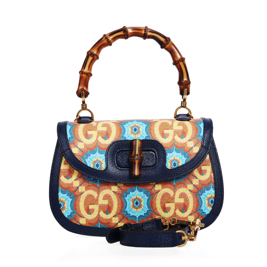 Pre-Owned Gucci Bamboo 1947 Multicolor Coated Canvas Shoulder Bag 69936046