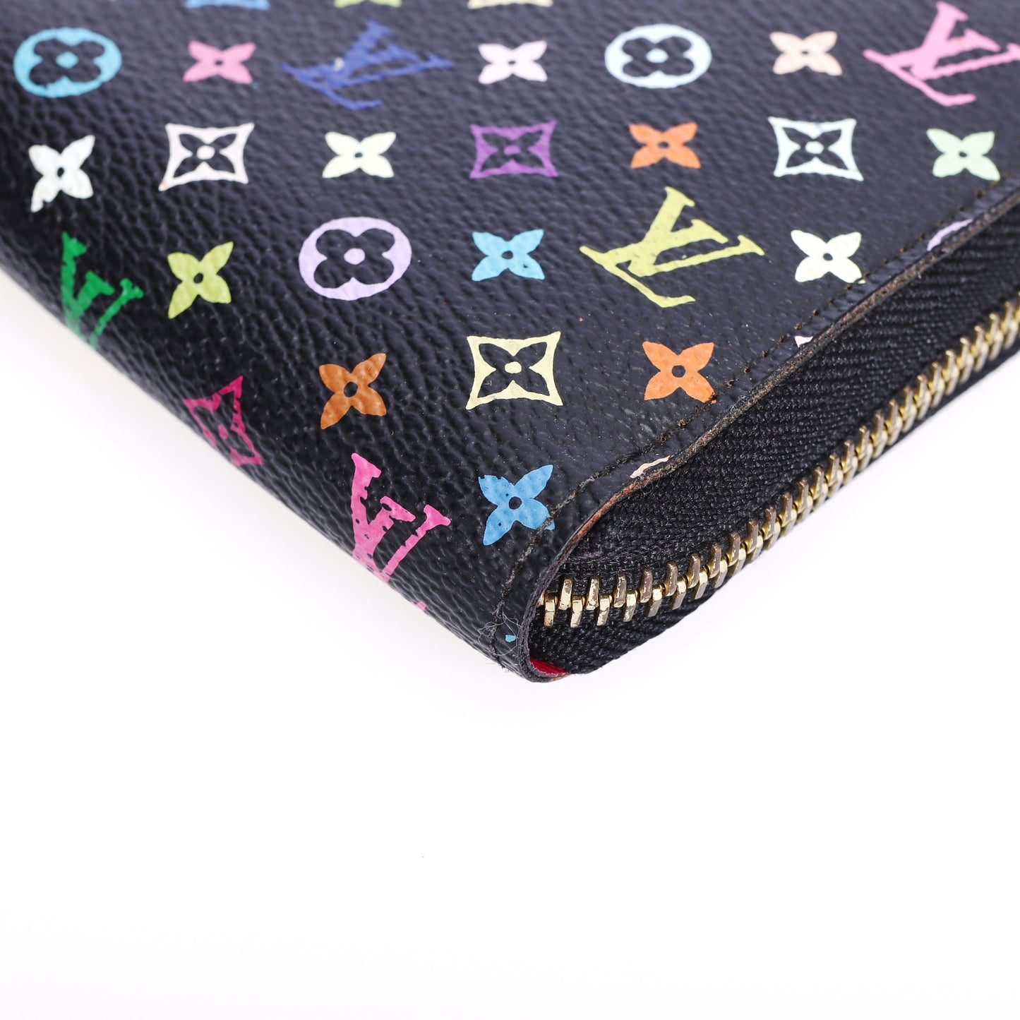 Pre-Owned Louis Vuitton Zip-Around Black Murakami Coated Canvas Long Wallet 70805622