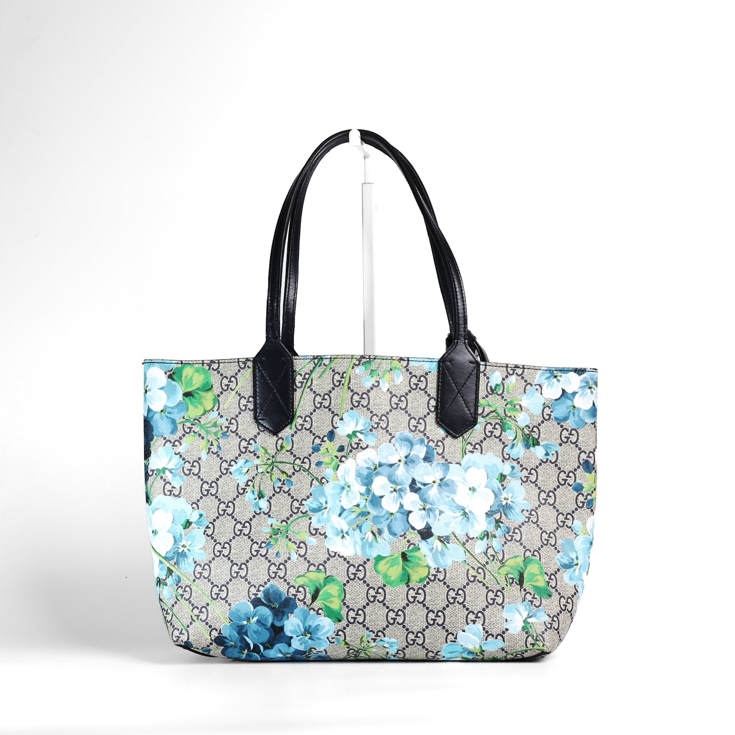 Pre‑Owned Gucci Ebony/Blue Floral GG Supreme coated canvas Tote Bag 73081933