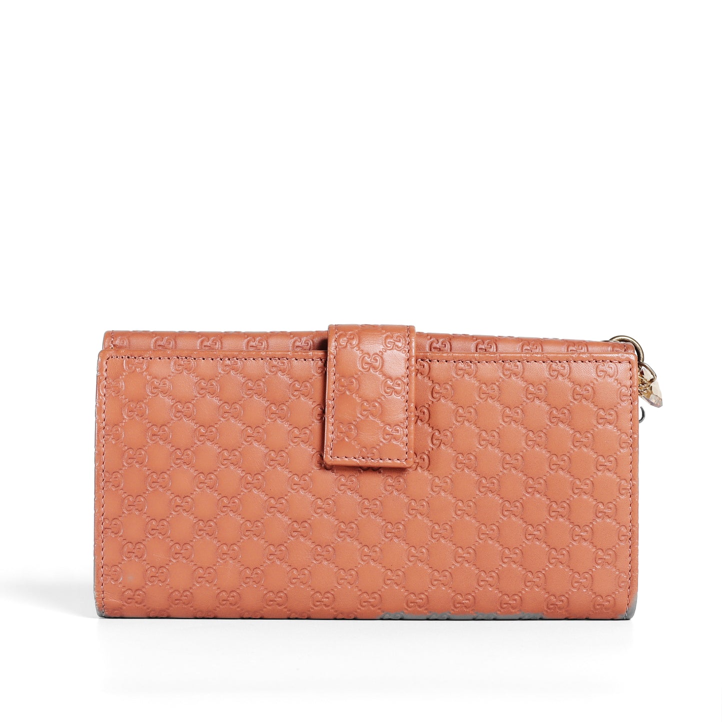 Pre-Owned Gucci Guccissima Salmon Pink Embossed GG Pattern Small Leather Goods 74317083