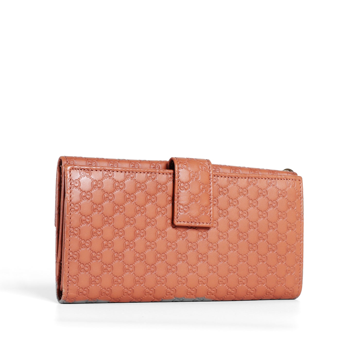 Pre-Owned Gucci Guccissima Salmon Pink Embossed GG Pattern Small Leather Goods 74317083