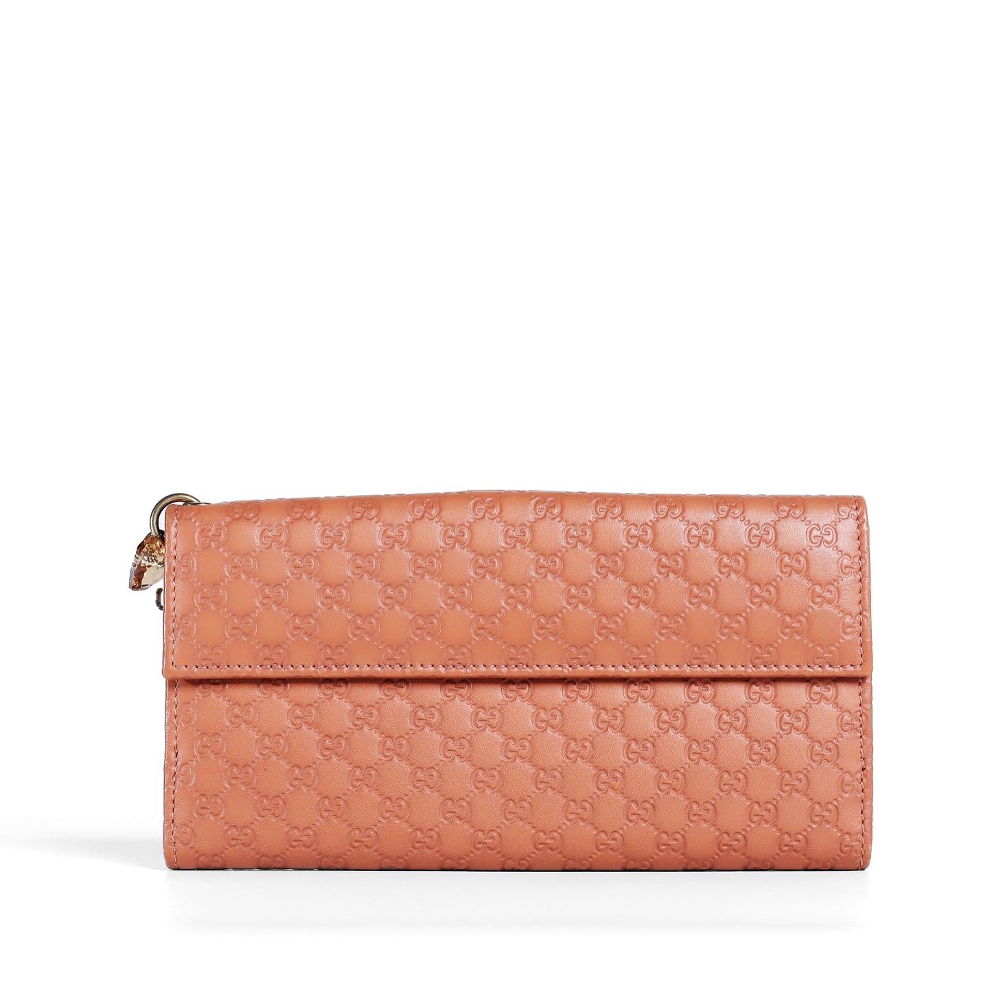 Pre-Owned Gucci Guccissima Salmon Pink Embossed GG Pattern Small Leather Goods 74317083