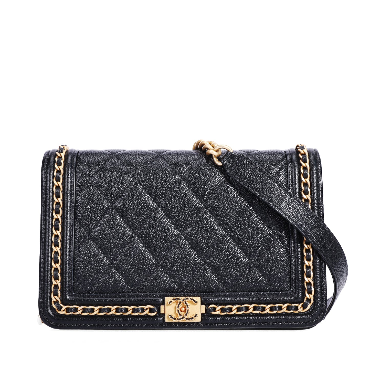 Pre-Owned Chanel Boy Bag Black Quilted Calfskin Leather Shoulder Bag 75124289