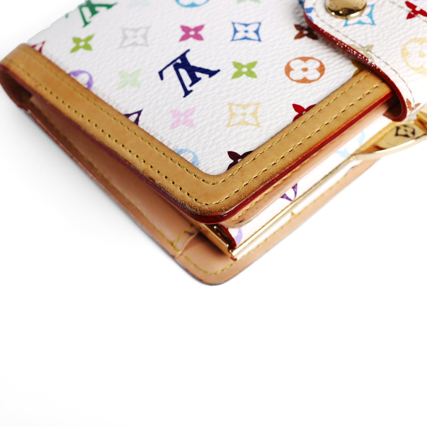Pre-Owned Louis Vuitton Viennois White Murakami Coated Canvas Wallet 75139060