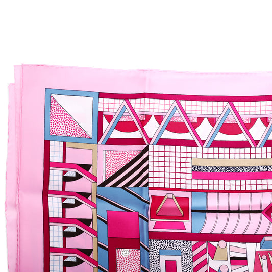 Pre-Owned Hermès Geometric Print Pink Silk Scarf 75210764L