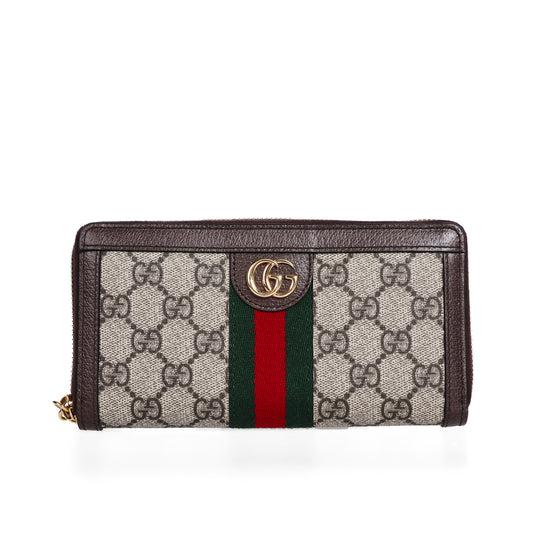 Pe-Owned Gucci Ophidia Beige GG Supreme Coated Canvas Wallet 75655291