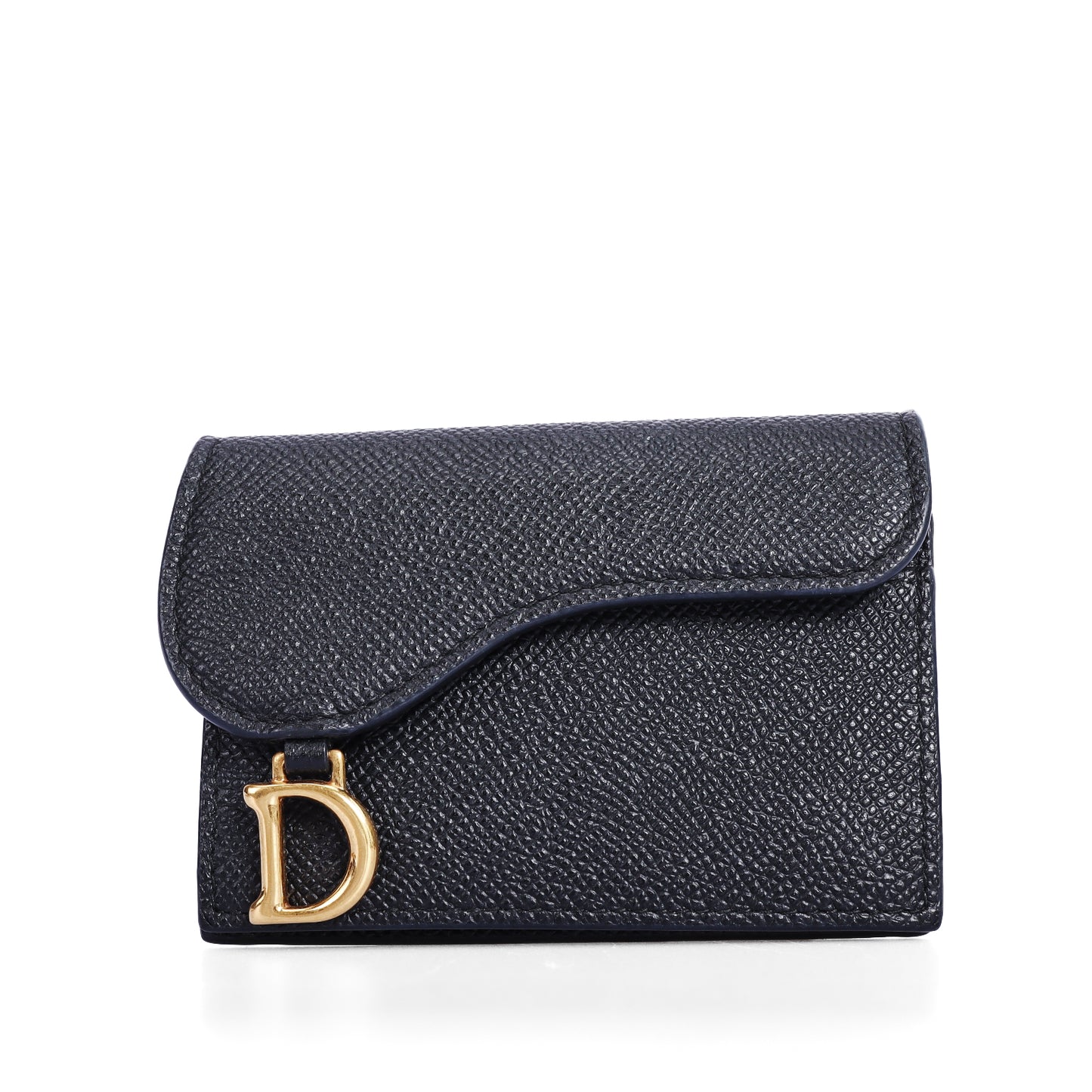 Pre-Owned Dior Saddle Black Grained Calfskin Leather Wallet 76103194