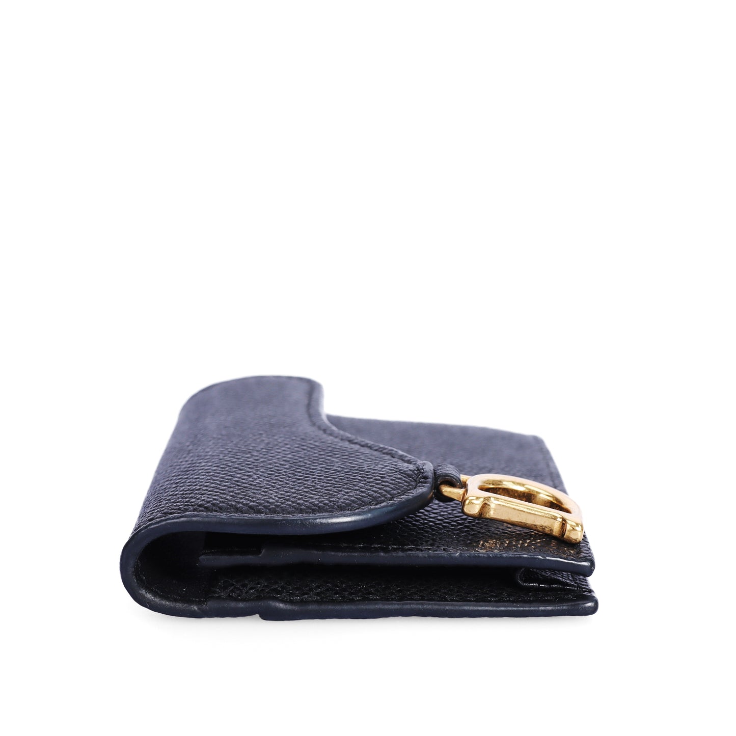 Pre-Owned Dior Saddle Black Grained Calfskin Leather Wallet 76103194