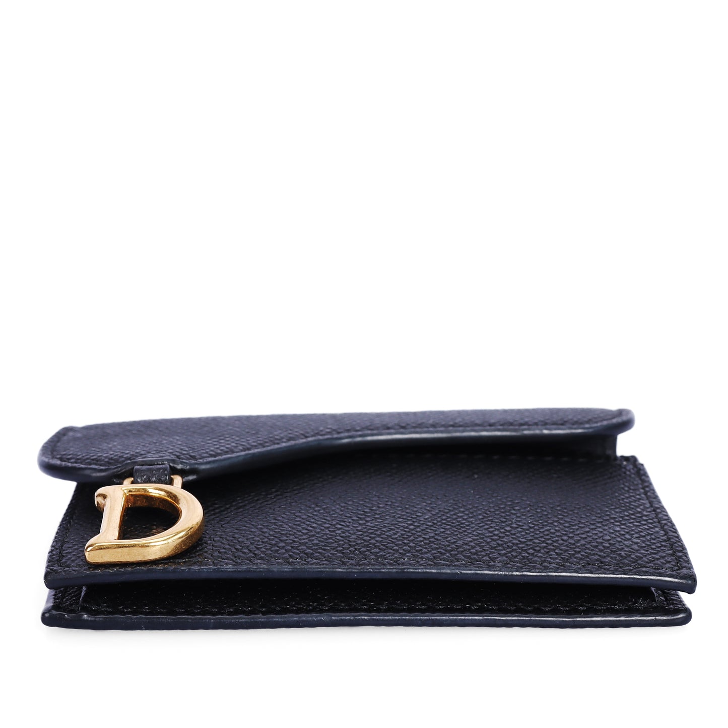 Pre-Owned Dior Saddle Black Grained Calfskin Leather Wallet 76103194