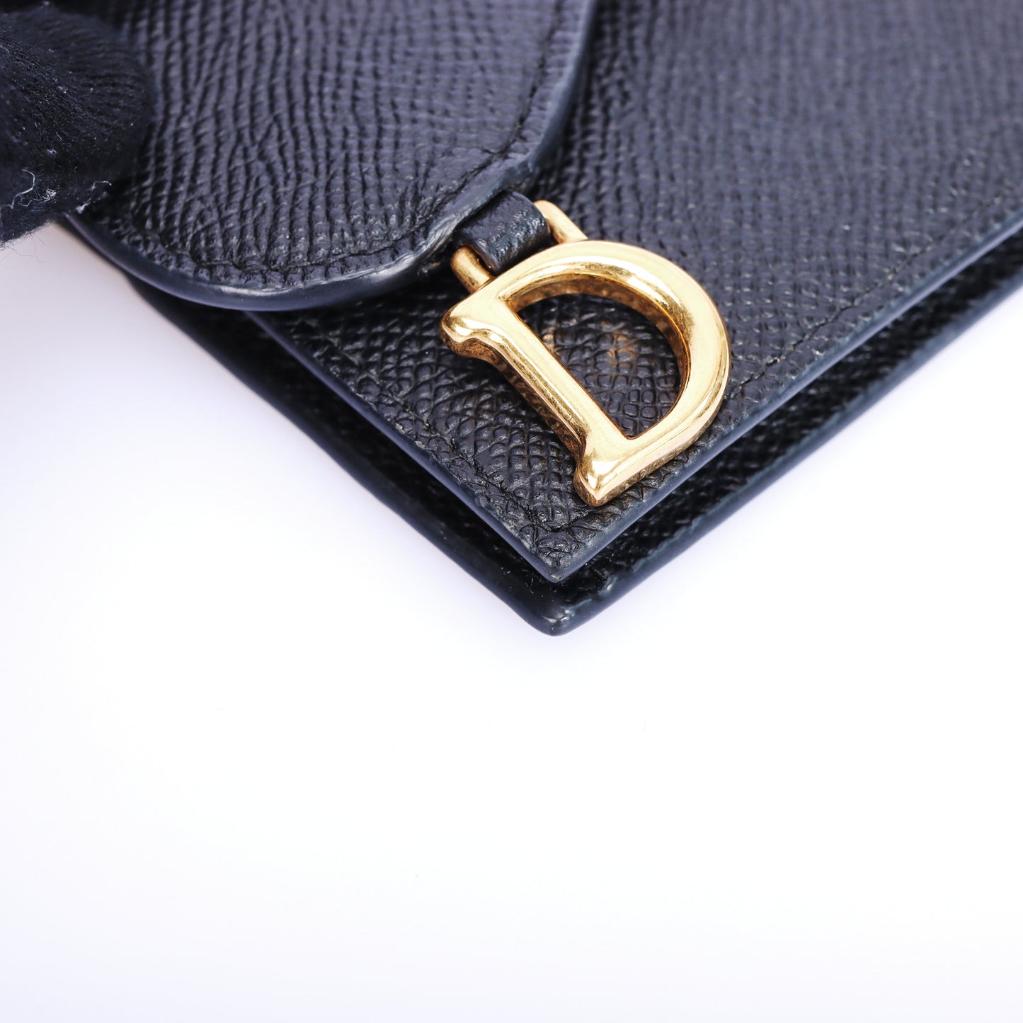 Pre-Owned Dior Saddle Black Grained Calfskin Leather Wallet 76103194