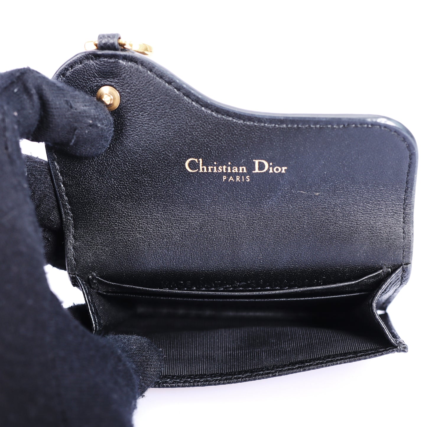 Pre-Owned Dior Saddle Black Grained Calfskin Leather Wallet 76103194