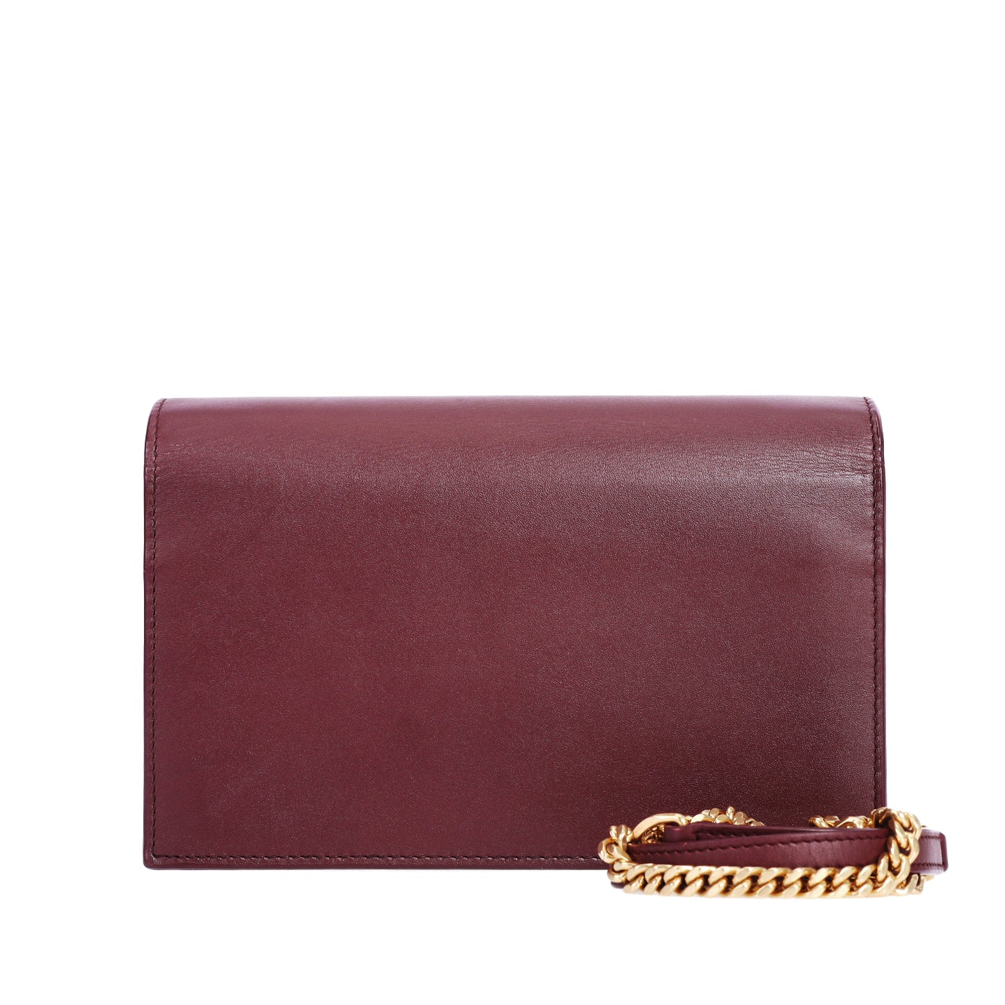 Pre-Owned Saint Laurent Kate Monogram Burgundy Calfskin Leather Wallet on Chain 76131252