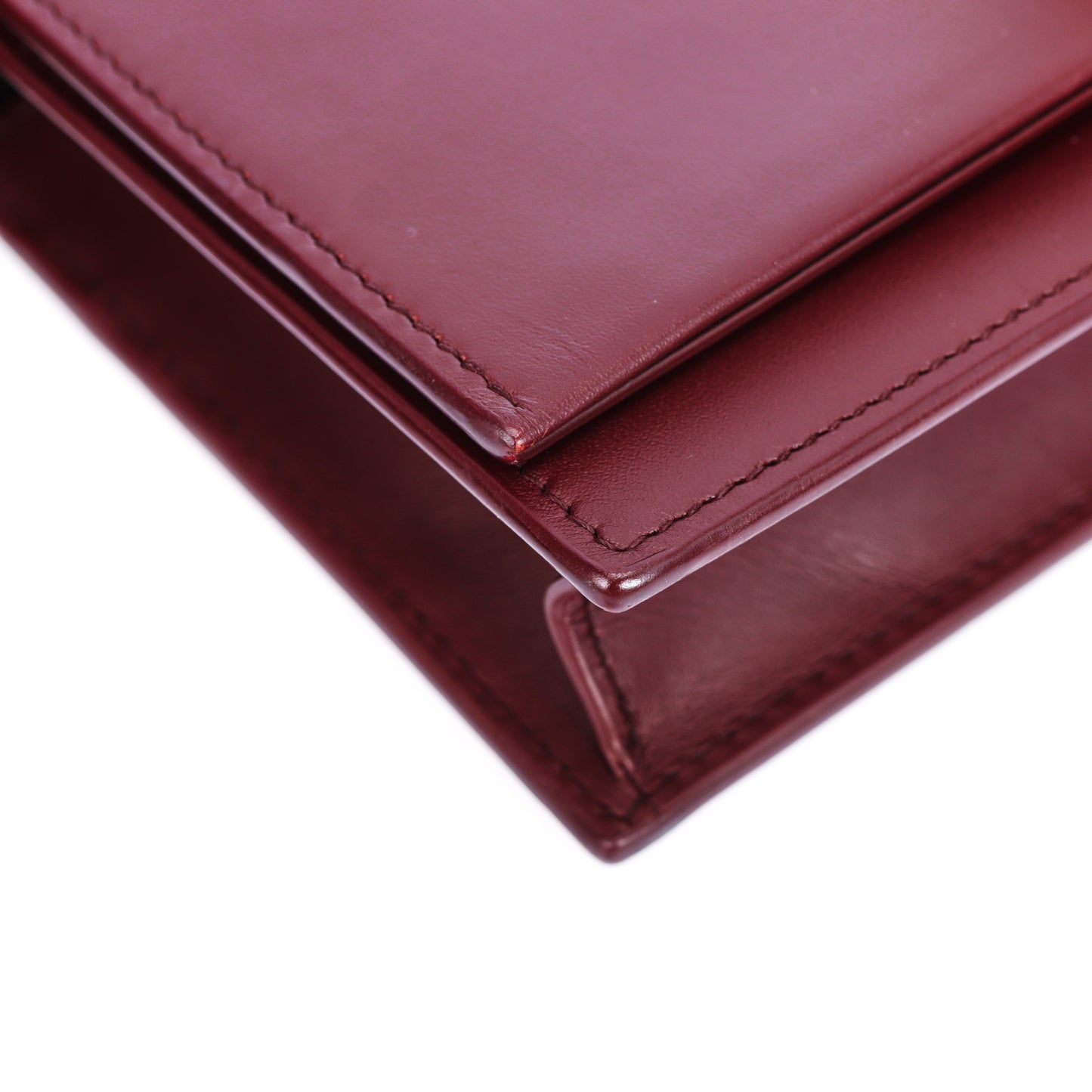Pre-Owned Saint Laurent Kate Monogram Burgundy Calfskin Leather Wallet on Chain 76131252