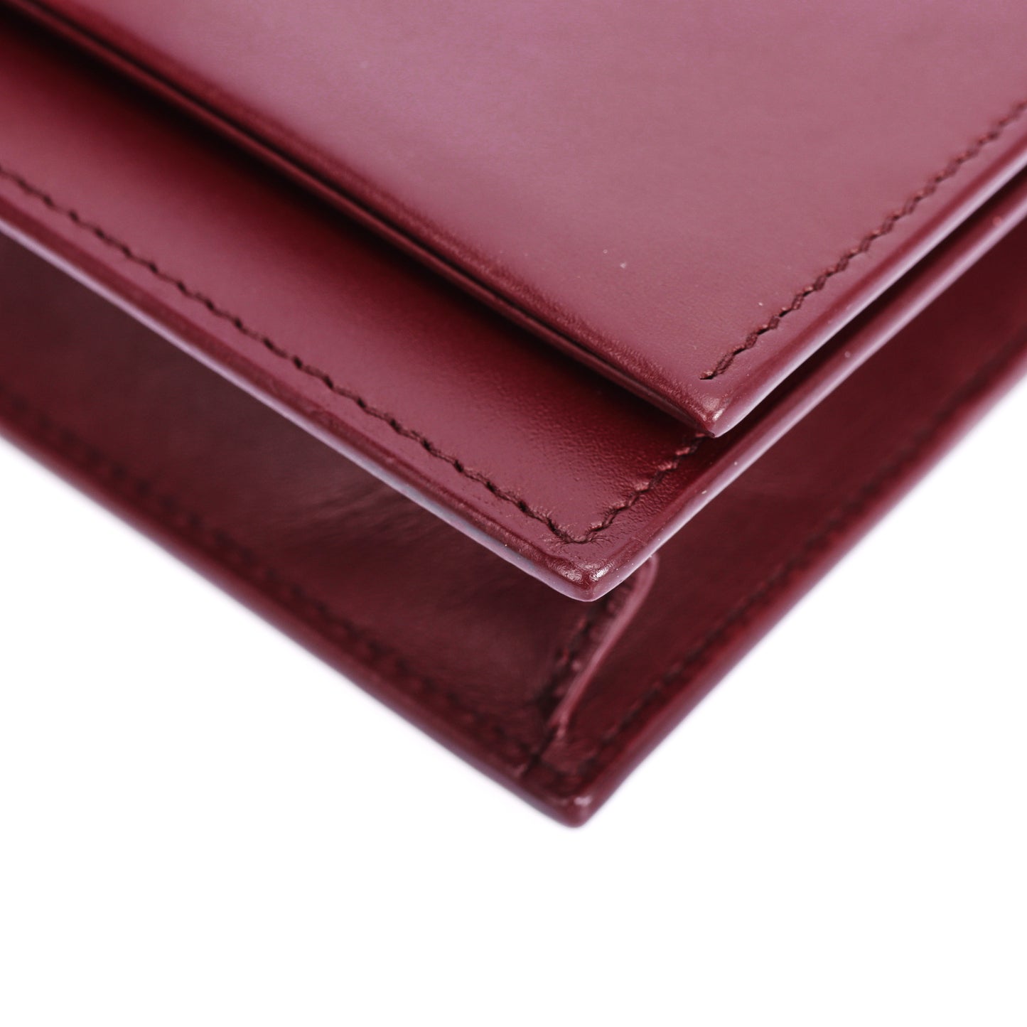 Pre-Owned Saint Laurent Kate Monogram Burgundy Calfskin Leather Wallet on Chain 76131252