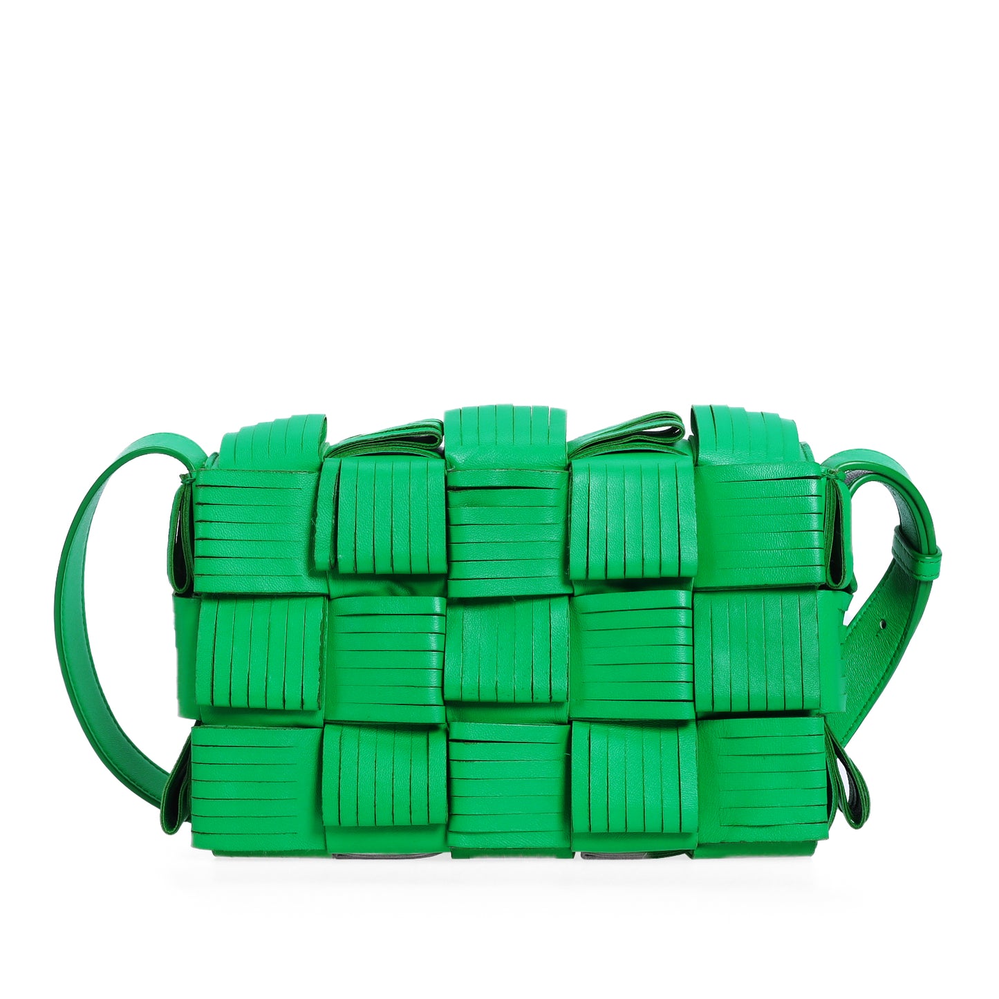 Pre-Owned Bottega Veneta Cassette Green Calfskin Crossbody Bag 76603824