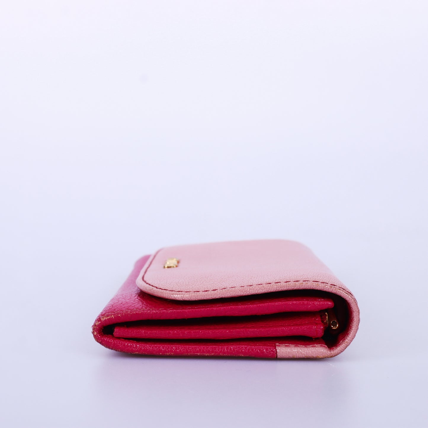 Pre-Owned Miu Miu Two-Tone Pink Calfskin Long Flap Wallet 77495357