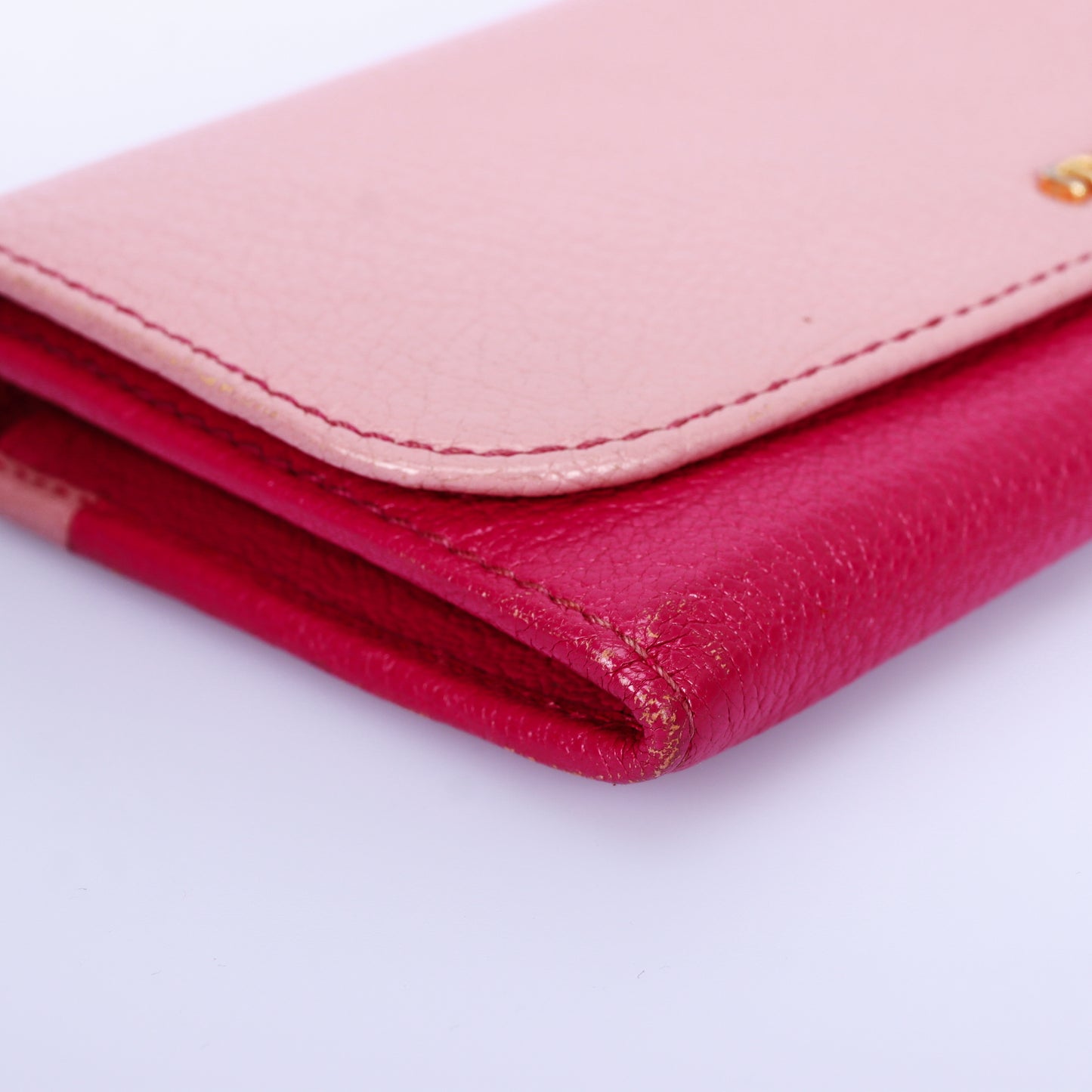 Pre-Owned Miu Miu Two-Tone Pink Calfskin Long Flap Wallet 77495357