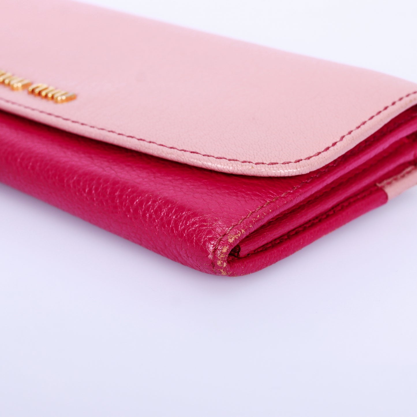 Pre-Owned Miu Miu Two-Tone Pink Calfskin Long Flap Wallet 77495357