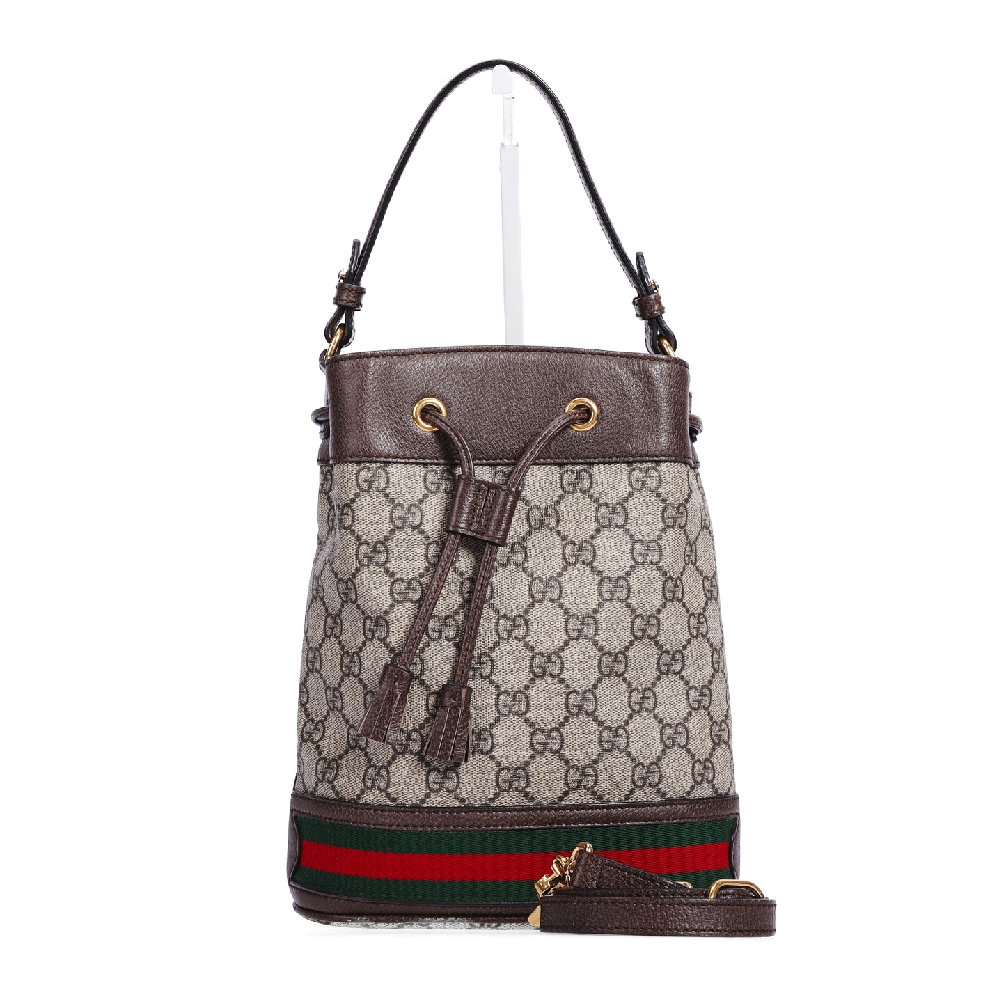 Pre-Owned Gucci Ophidia Bucket GG Supreme Brown Coated Canvas Shoulder Bag 78377362