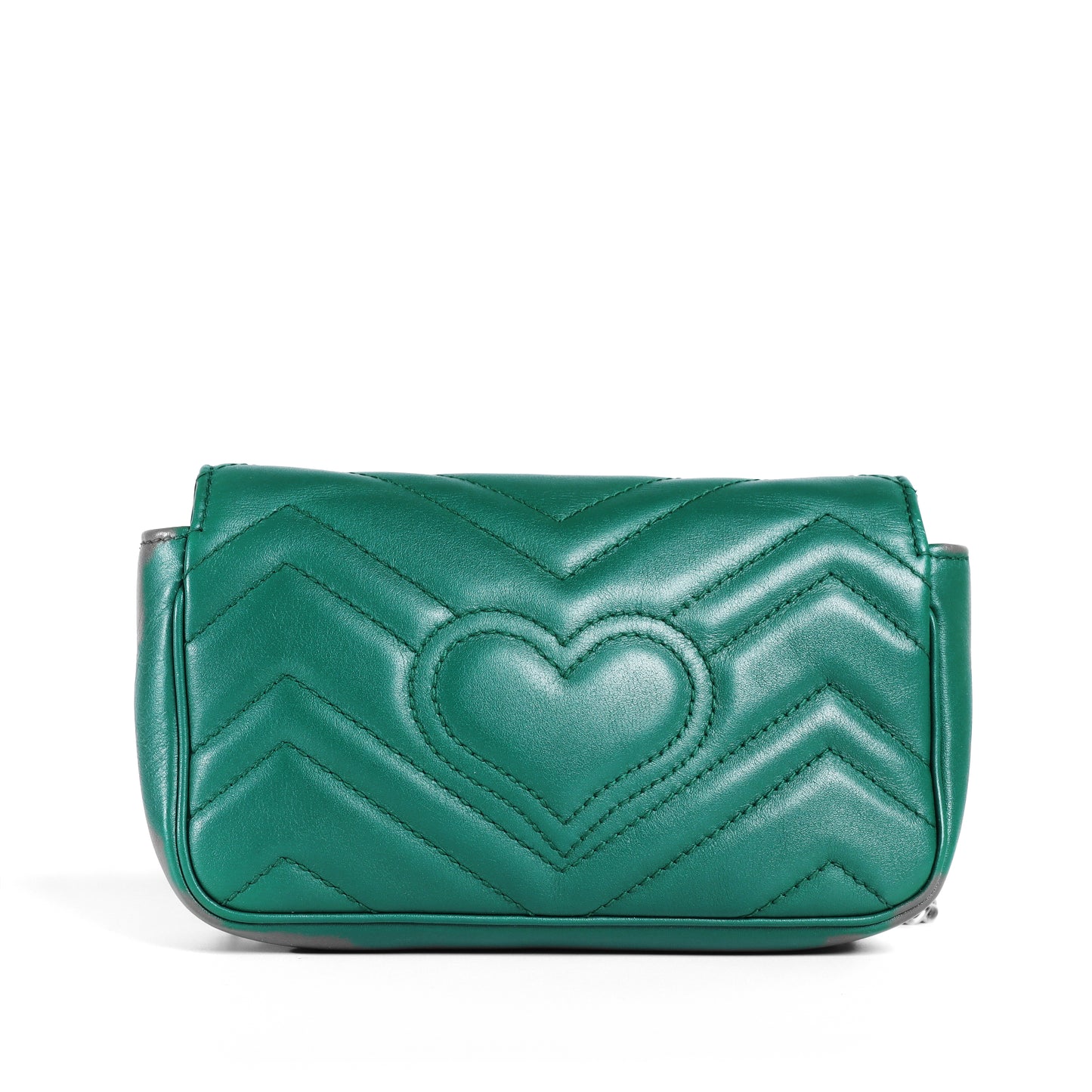 Pre-Owned Gucci GG Marmont Matelassé Green Calfskin Shoulder Bag 78545523