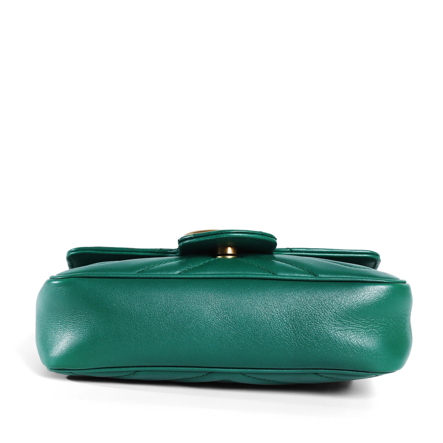 Pre-Owned Gucci GG Marmont Matelassé Green Calfskin Shoulder Bag 78545523