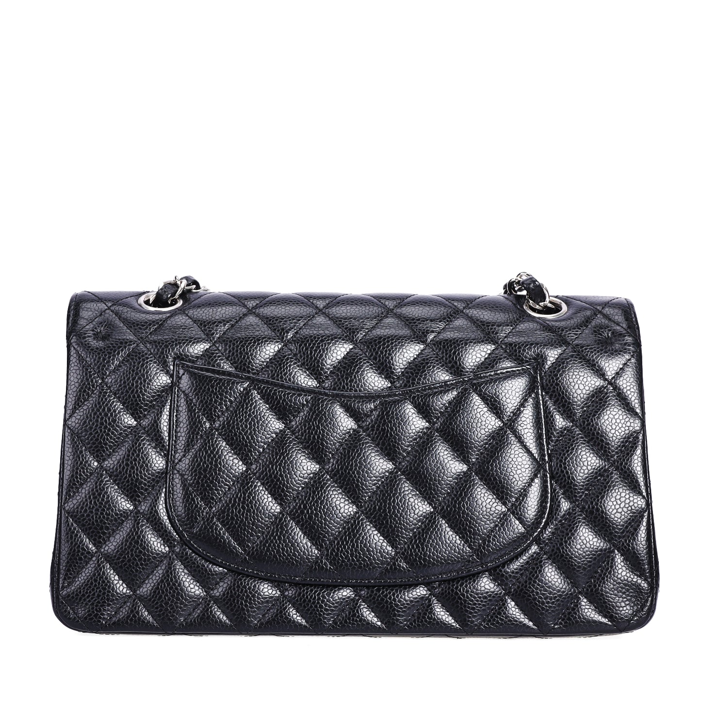 Pre-Owned Chanel Classic Double Flap Black Calfskin Leather Chain Shoulder Bag 79258893