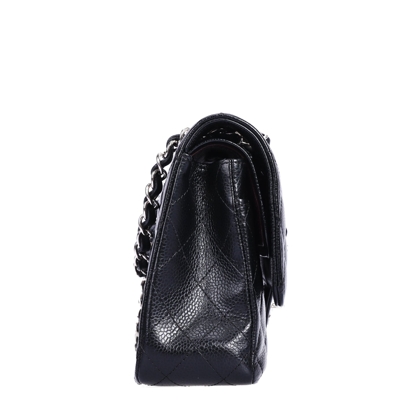 Pre-Owned Chanel Classic Double Flap Black Calfskin Leather Chain Shoulder Bag 79258893
