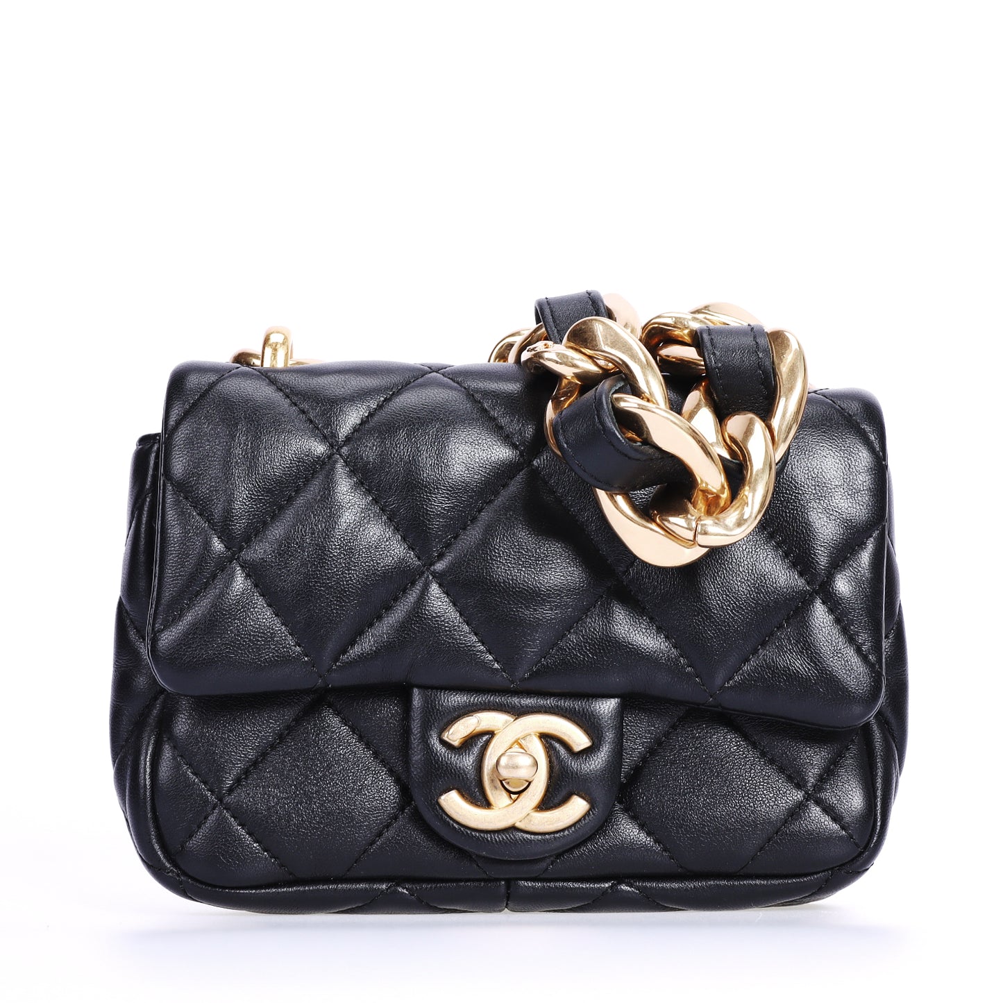 Pre-Owned Chanel Funky Town Flap Black Lambskin Leather Shoulder Bag 79304877