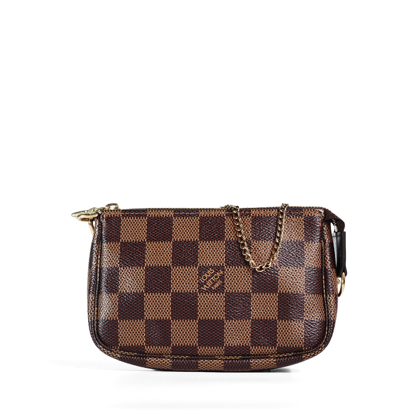 Pre‑Owned Louis Vuitton POCHETTE ACCESSORIES Brown Damier Ebene Coated Canvas Wristlet 79717233