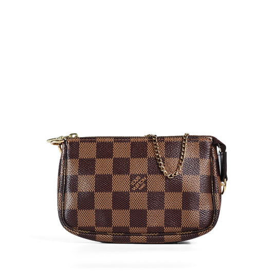 Pre‑Owned Louis Vuitton POCHETTE ACCESSORIES Brown Damier Ebene Coated Canvas Wristlet 79717233
