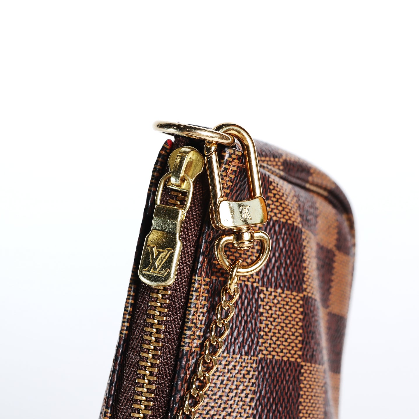 Pre‑Owned Louis Vuitton POCHETTE ACCESSORIES Brown Damier Ebene Coated Canvas Wristlet 79717233