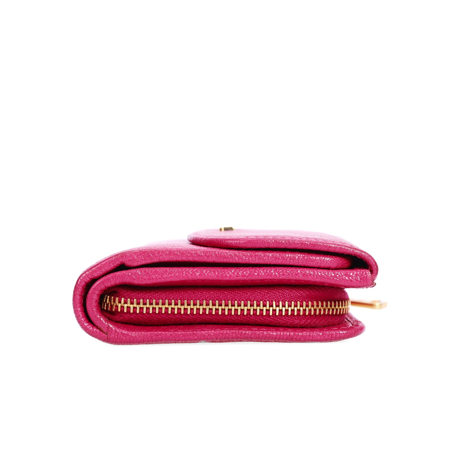 Pre-Owned Miu Miu Fuchsia Calfskin Compact Wallet 79748962