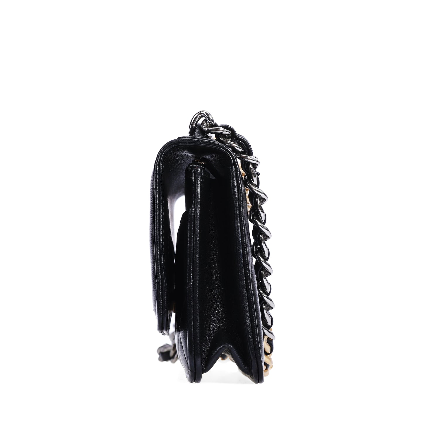 Pre-Owned Chanel 19 Black Lambskin Leather Wallet on Chain 79757415 L