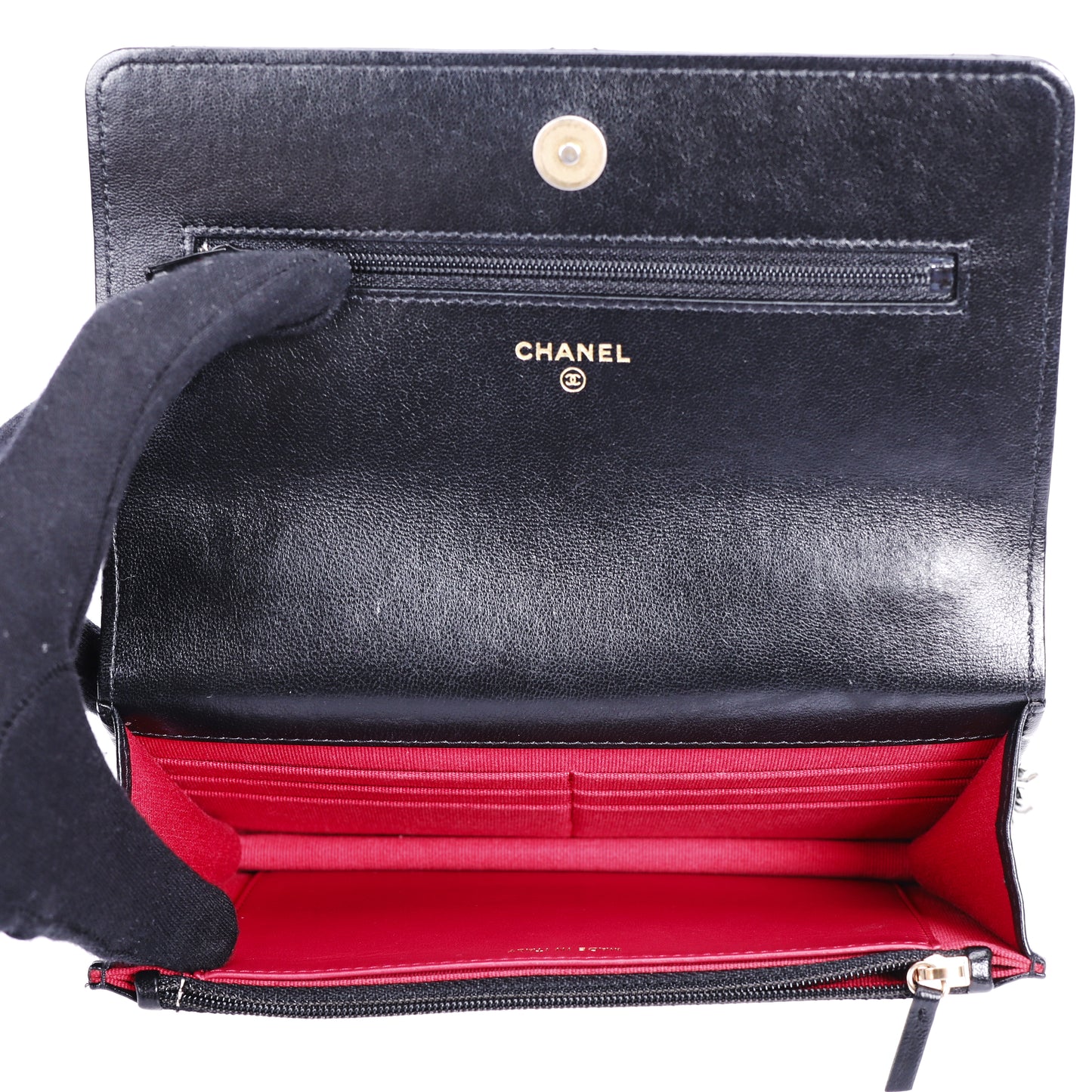 Pre-Owned Chanel 19 Black Lambskin Leather Wallet on Chain 79757415 L