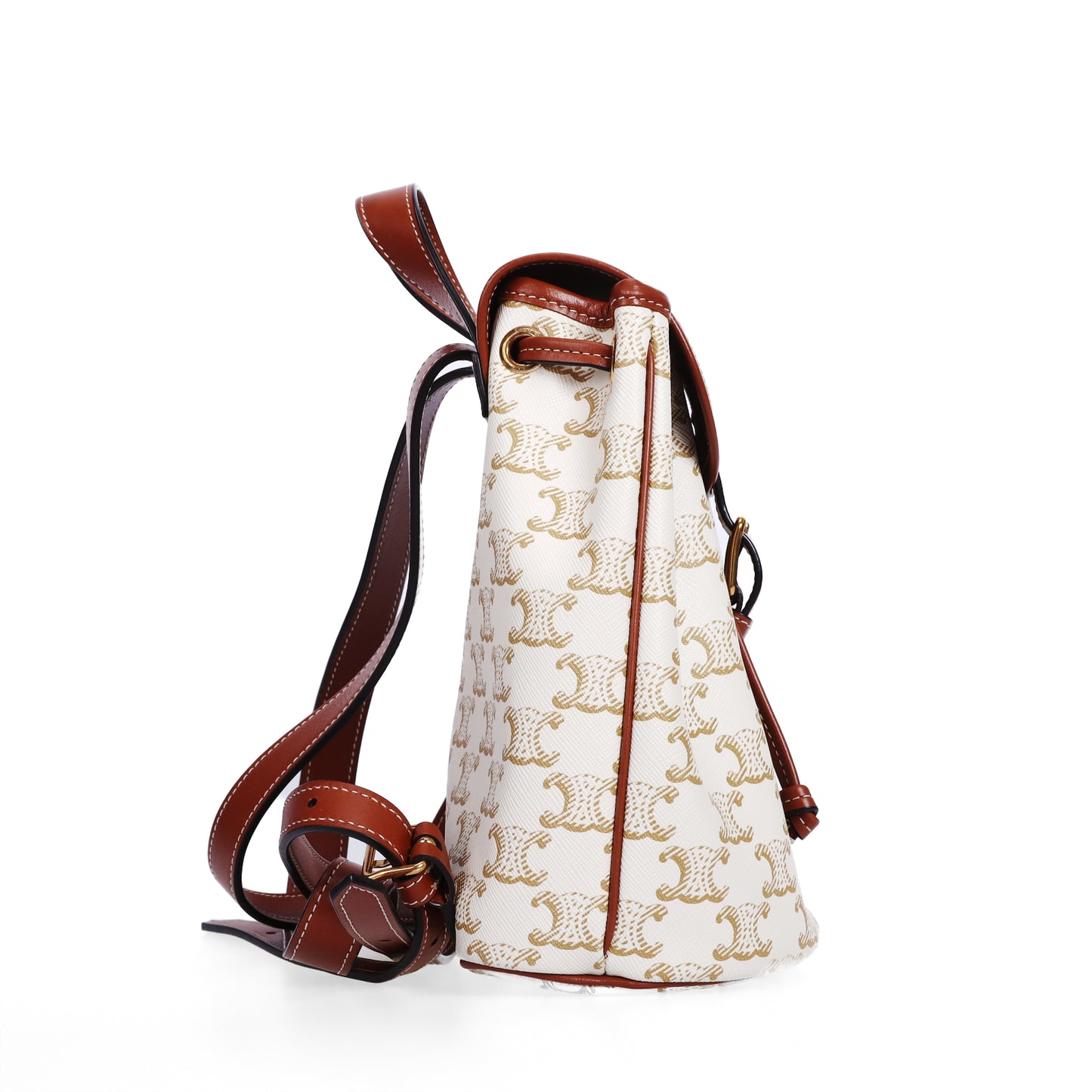 Pre-Owned Celine Triomphe Mini Size White Coated Canvas Backpack 85333323 L