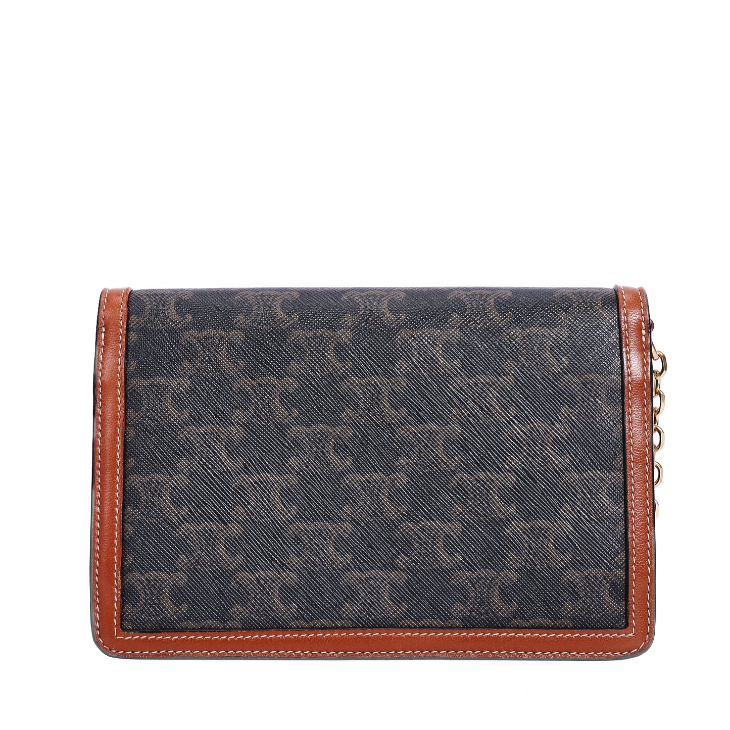 Pre-Owned Celine Triomphe Canvas Brown Calfskin Crossbody Bag 85545843